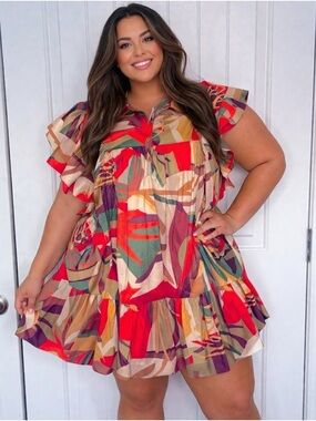 Colorful Ruffled Mini Dress